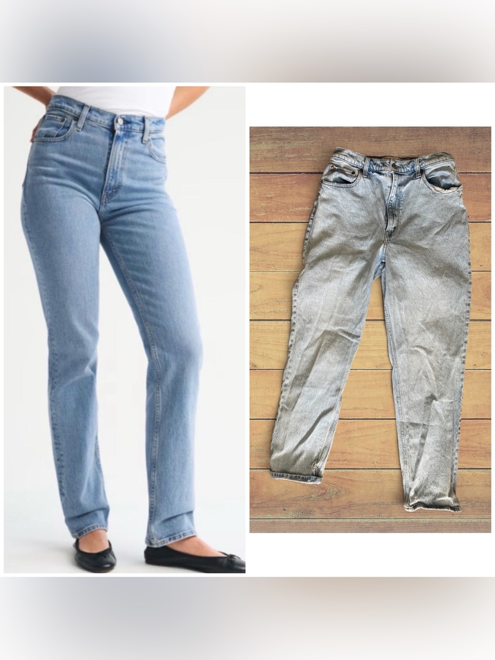 Abercrombie & Fitch 90s straight ultra high rise light acid wash jeans, 12L / 31